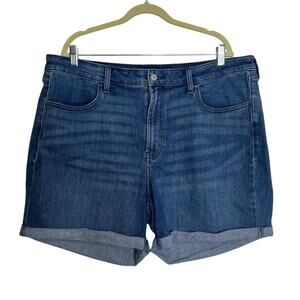 Old Navy Womens Denim Jean Shorts 18 High Rise WOW Blue Rolled Hem Jorts